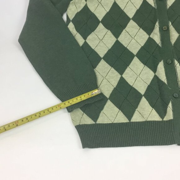 (NWT) Cherokee Green Argyle Button-up Sweater - Picture 8 of 11